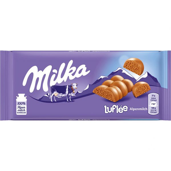 Milka Luflée Alpenmilch (Bubbly Alpine Milk) - 3.17oz Bar