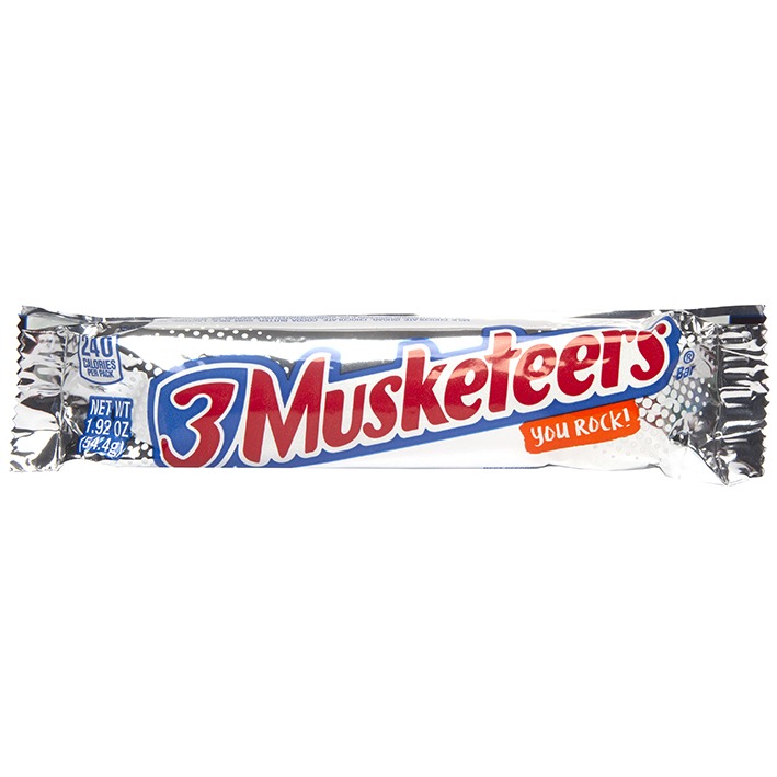 3 Musketeers Chocolate Candy Bar, Full Size, 1.92 oz, 36-count