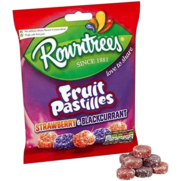 Rowntrees Fruit Pastilles - Strawberry & Blackcurrant - 150g Bag