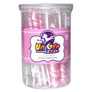 Mini Unicorn Pops - Bubble Gum Pink - 24 Count Tub