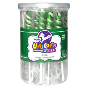 Mini Unicorn Pops - Lime Green - 24 Count Tub