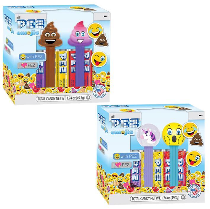 NEW PEZ Mini Short Candy Dispenser Emoji POOP Brown & Rainbow GIFT Set BOX 