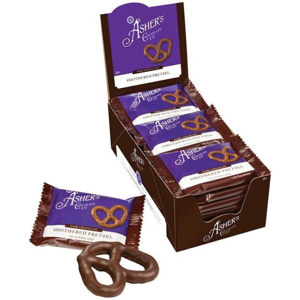 Asher's Chocolate Covered Pretzels - Individually Wrapped - Dark Chocolate