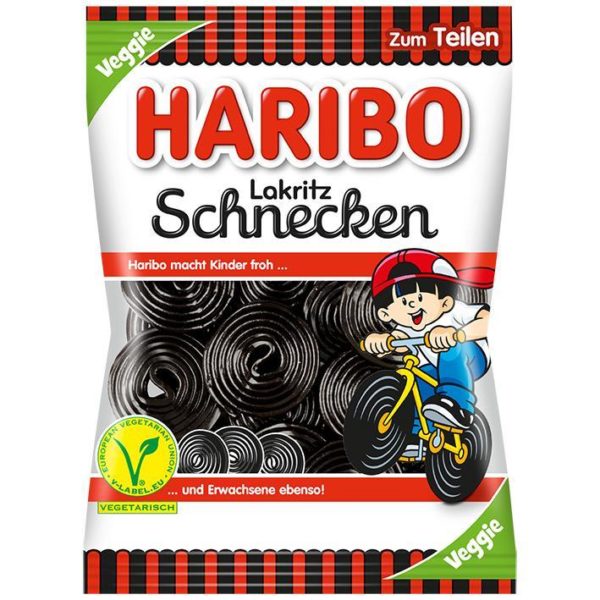 German Haribo Lakritz Schnecken (Black Licorice Wheels) - Veggie