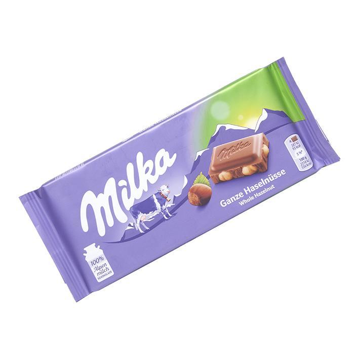 milka chocolate bar with hazelnuts — 