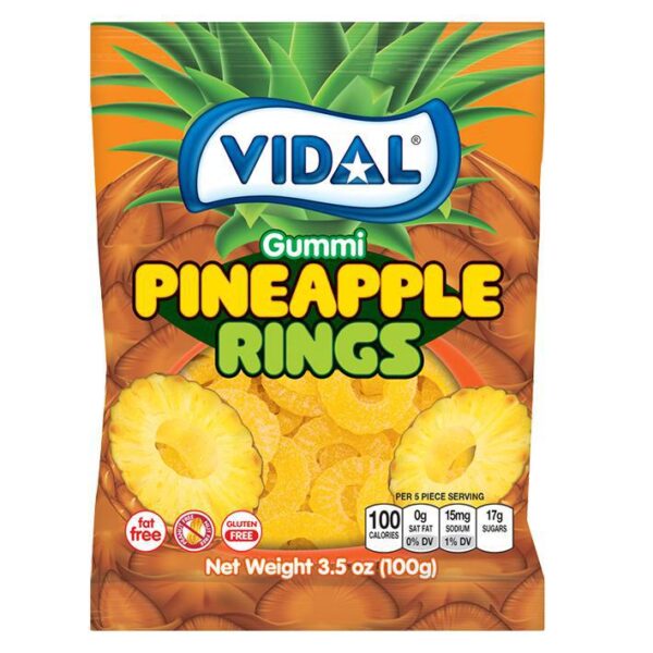 Vidal Gummi Pineapple Rings - 3.5oz Bag