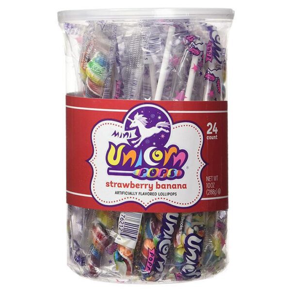 Mini Unicorn Pops - Rainbow - 24 Count Tub