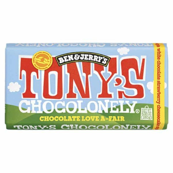 Tony's Chocolonely x Ben & Jerry's Chocolate Love A-Fair - White Chocolate Strawberry Cheesecake - 6oz Bar