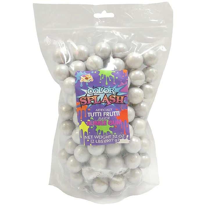 COLOR SPLASH PEAR WHITE 1″ GUMBALLS 2LBS – Candy4Less