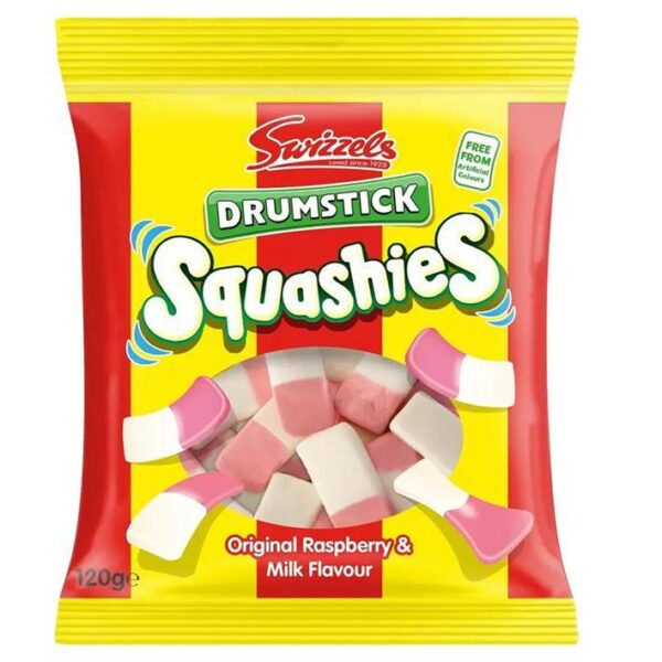 Swizzels Squashies Drumstick - Original Raspberry & Milk Flavour - 120g