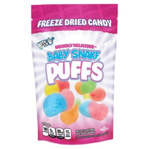 Primed Warrior - Baby Snake Puffs (Freeze Dried Sour Gummy Worms) - 2.4oz Bag