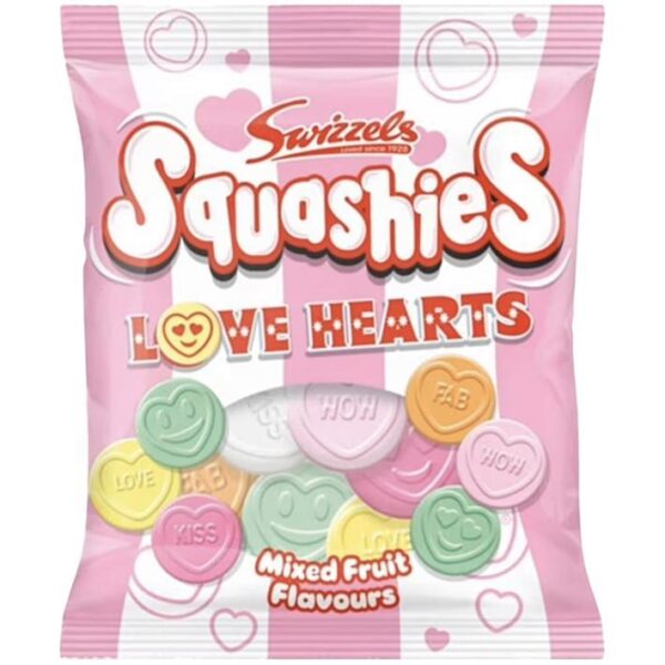 Swizzels Squashies Love Hearts - Mixed Fruit Flavours - 120g Bag