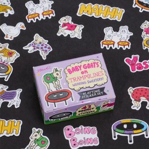 Blue Q Playtime Sticker Set - Baby Goats On Trampolines Wearing Sweaters