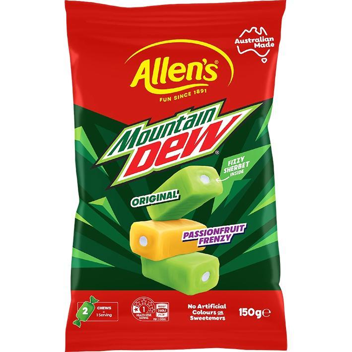 Allen's Mountain Dew Chews - 150g Bag (Australian)